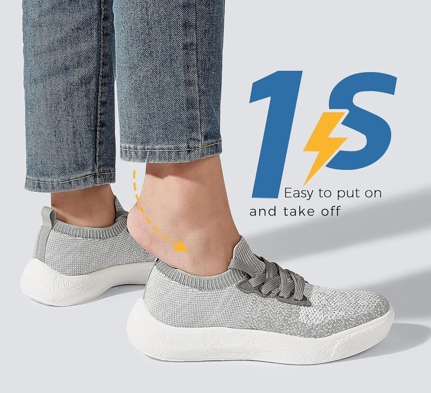 LUCKY STEP Women's Slip on Walking Shoes Casual Mesh-Comfortable Tennis Elastic Sock Breathable Workout Sneakers