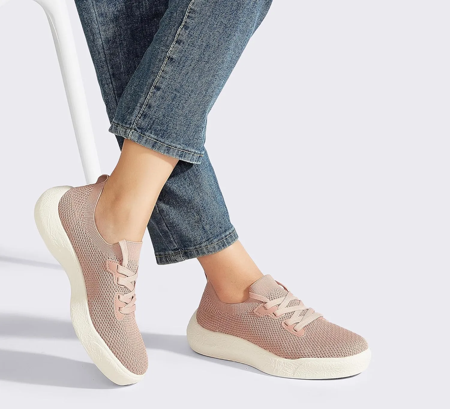 LUCKY STEP Women's Slip on Walking Shoes Casual Mesh-Comfortable Tennis Elastic Sock Breathable Workout Sneakers