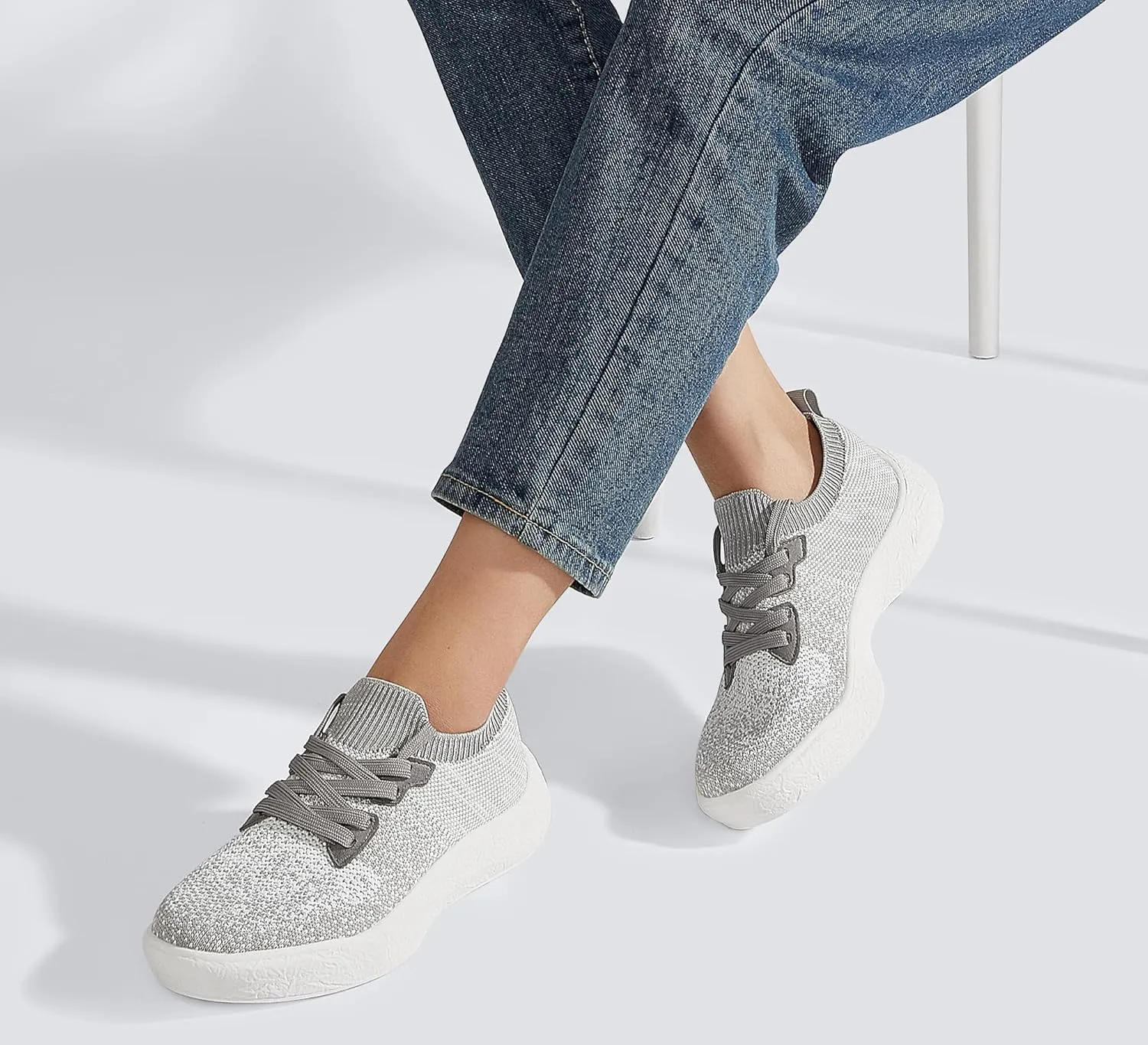 LUCKY STEP Women's Slip on Walking Shoes Casual Mesh-Comfortable Tennis Elastic Sock Breathable Workout Sneakers