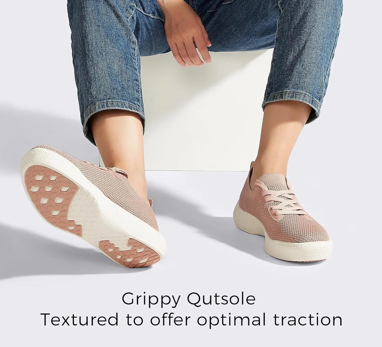 LUCKY STEP Women's Slip on Walking Shoes Casual Mesh-Comfortable Tennis Elastic Sock Breathable Workout Sneakers