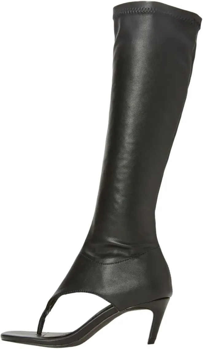 Maiyang Women Open Toe Thong Sandal Boots Kitten Low Heel Knee High Boots Stylish Side Zipper Party Casual Long Boots Size 4-16 US