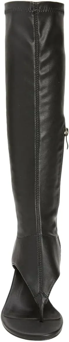 Maiyang Women Open Toe Thong Sandal Boots Kitten Low Heel Knee High Boots Stylish Side Zipper Party Casual Long Boots Size 4-16 US