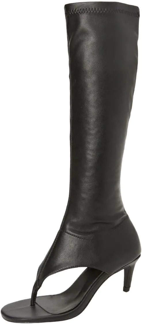 Maiyang Women Open Toe Thong Sandal Boots Kitten Low Heel Knee High Boots Stylish Side Zipper Party Casual Long Boots Size 4-16 US