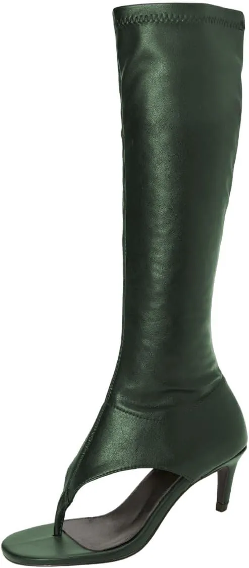 Maiyang Women Open Toe Thong Sandal Boots Kitten Low Heel Knee High Boots Stylish Side Zipper Party Casual Long Boots Size 4-16 US