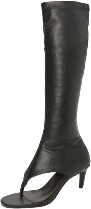 Maiyang Women Open Toe Thong Sandal Boots Kitten Low Heel Knee High Boots Stylish Side Zipper Party Casual Long Boots Size 4-16 US