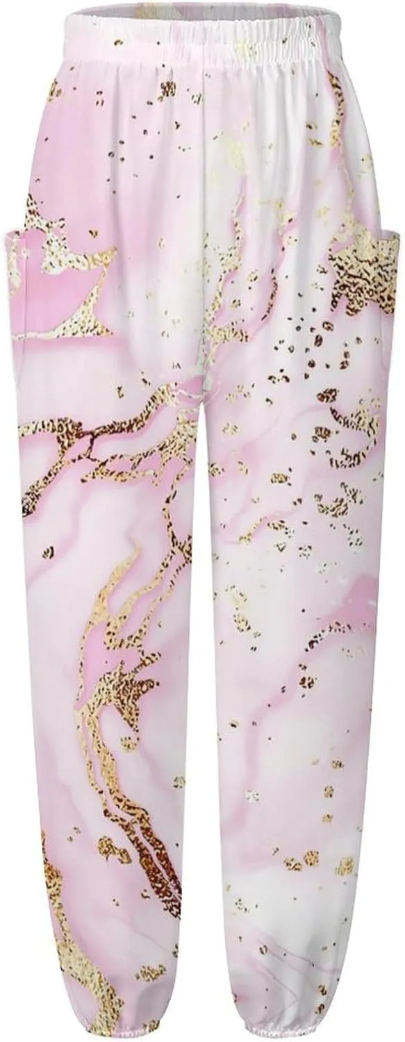 Marble Texture Yoga Bloomers Women Hippie Harem Pants Lantern Pants Elastic Gym Long Pants Casual Loose Sweatpants