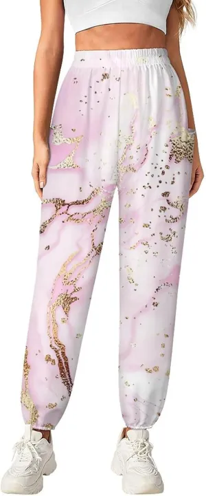 Marble Texture Yoga Bloomers Women Hippie Harem Pants Lantern Pants Elastic Gym Long Pants Casual Loose Sweatpants