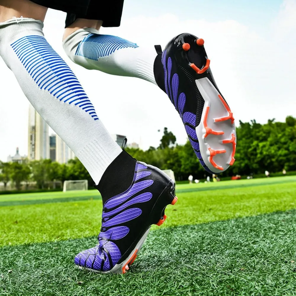 Maylrvjv Men's Soccer Cleats Football Shoes- Lightweight Breathable Durable High Top Futsal Boots for Outdoor Indoor Competition Training