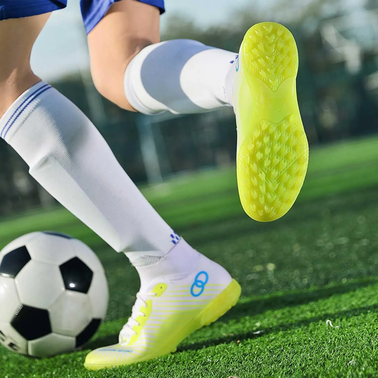 MEBAMY Unisex High top Soccer Boots Cleats Outdoor Athletic Sneaker Turf Football Shoes Spikes Indoor Youth Soccer Shoes