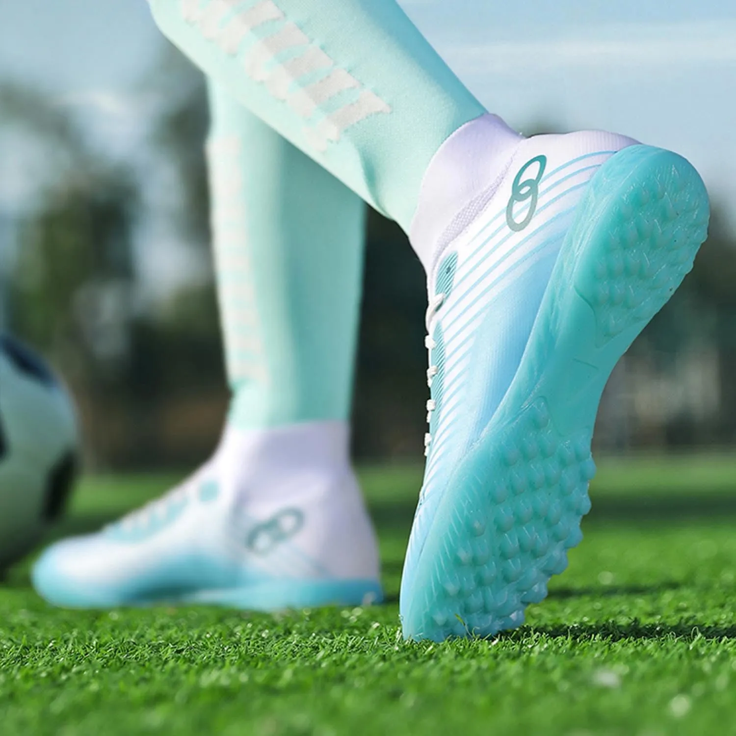 MEBAMY Unisex High top Soccer Boots Cleats Outdoor Athletic Sneaker Turf Football Shoes Spikes Indoor Youth Soccer Shoes