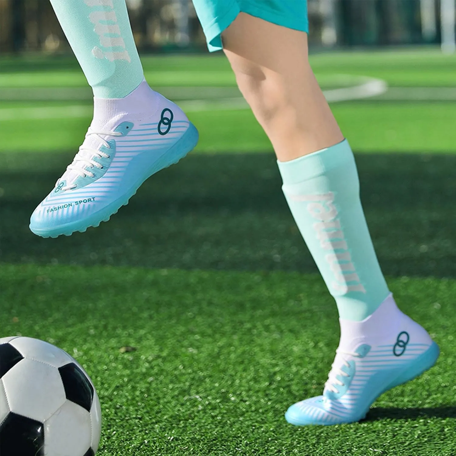 MEBAMY Unisex High top Soccer Boots Cleats Outdoor Athletic Sneaker Turf Football Shoes Spikes Indoor Youth Soccer Shoes