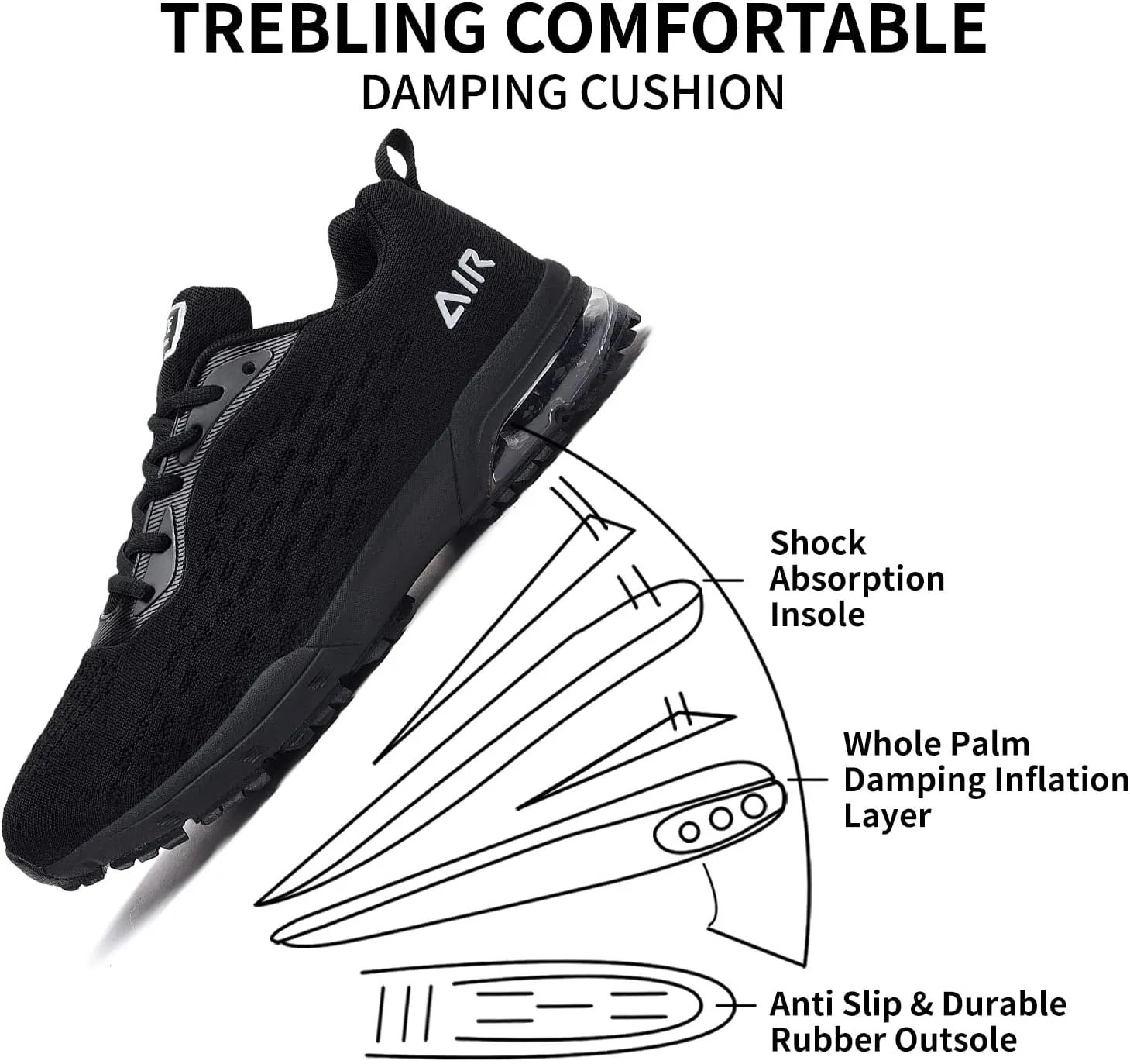 Mens Air Running Shoes Athletic Non Slip Walking Jogging Tennis Sneakers(US 7-12.5 D(M))