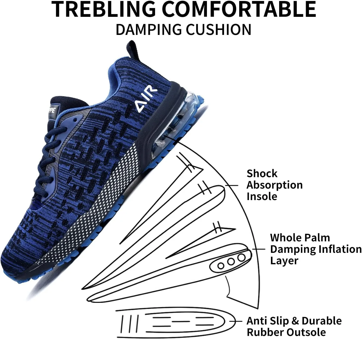 Mens Air Running Shoes Athletic Non Slip Walking Jogging Tennis Sneakers(US 7-12.5 D(M))