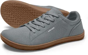 Mens Barefoot Wide Toe Box Shoes Lightweight Walking Shoes Flexible Zero Drop Sneakers for Men Summer Minimalist Casual Shoes(Dark Grey/Gum,8.5)