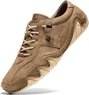 Men's Casual Leather Fashion Sneakers Ankle Chukka Boots Slip On Lightweight Loafers Walking Casual Dress Sneaker