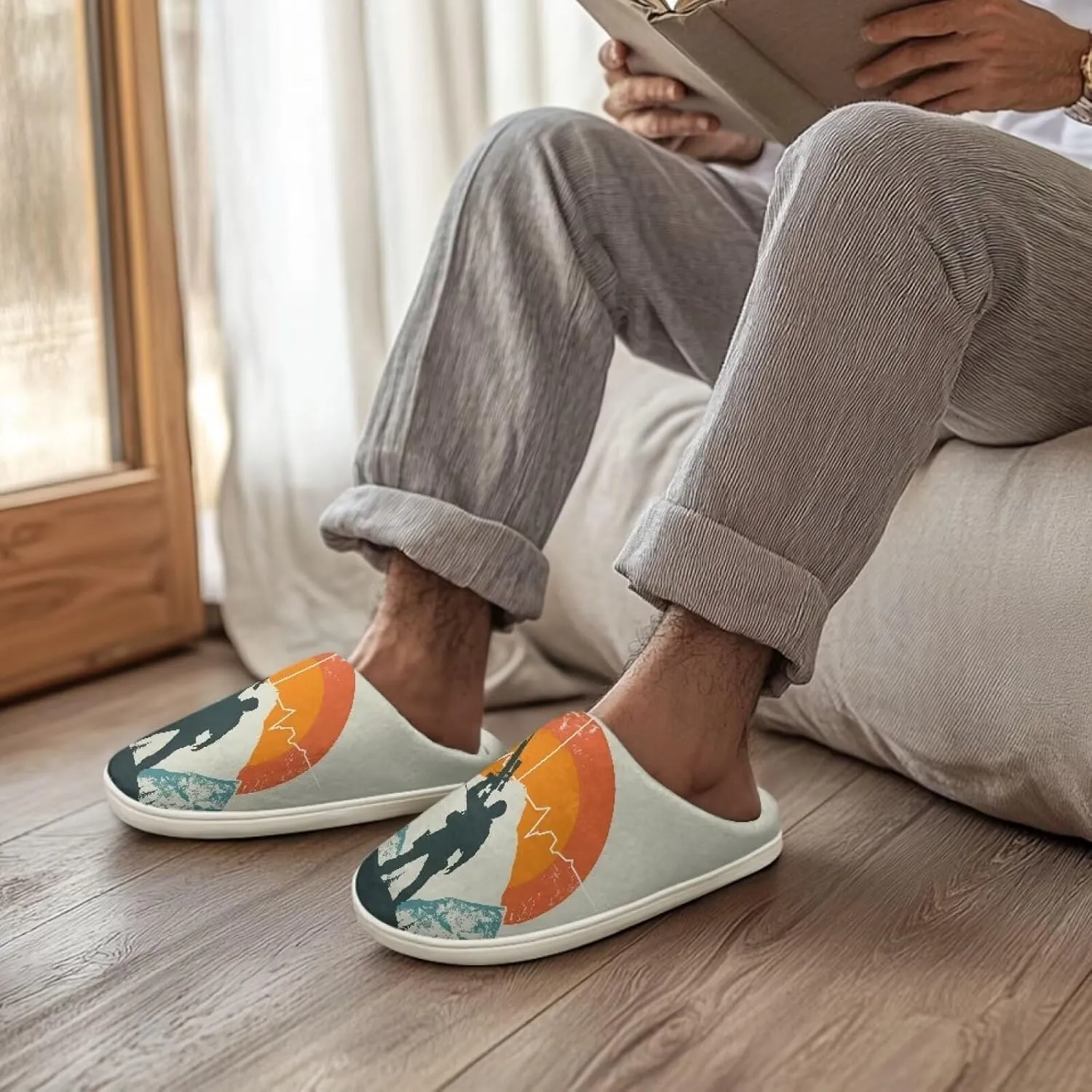 Men's Cozy Fluffy Slippers Slip On Warm Sandals Casual Non Slip House Shoes Indoor Winter Slippers SizeUS 4-15