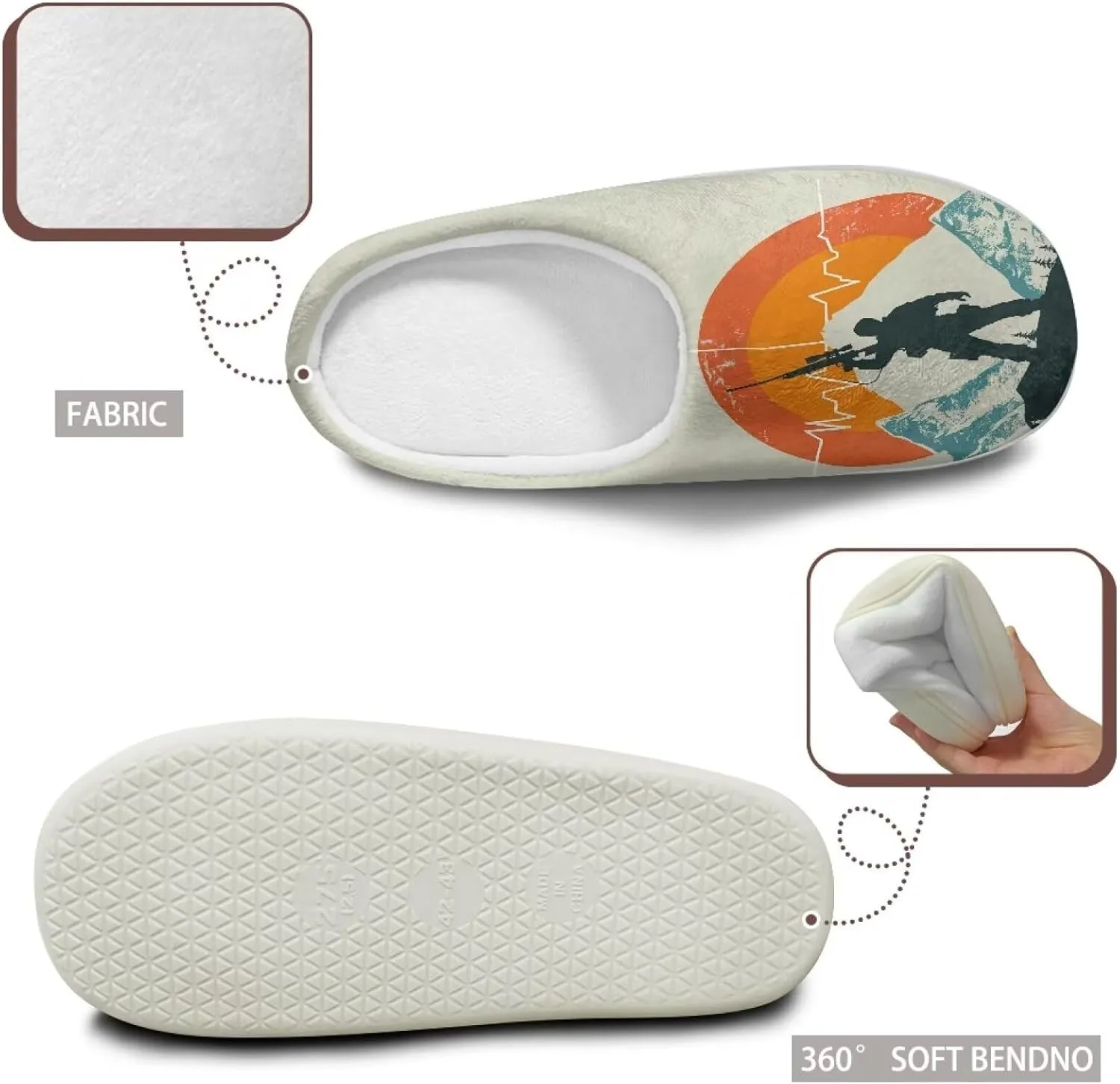 Men's Cozy Fluffy Slippers Slip On Warm Sandals Casual Non Slip House Shoes Indoor Winter Slippers SizeUS 4-15