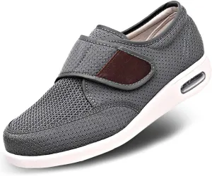 Mens Diabetic Edema Shoes Lightweight Walking Mesh Breathable Wide Sneakers Strap Adjustable Easy On and Off for Elderly, Swollen Feet, Plantar Fasciitis