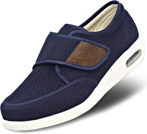 Mens Diabetic Edema Shoes Lightweight Walking Mesh Breathable Wide Sneakers Strap Adjustable Easy On and Off for Elderly, Swollen Feet, Plantar Fasciitis