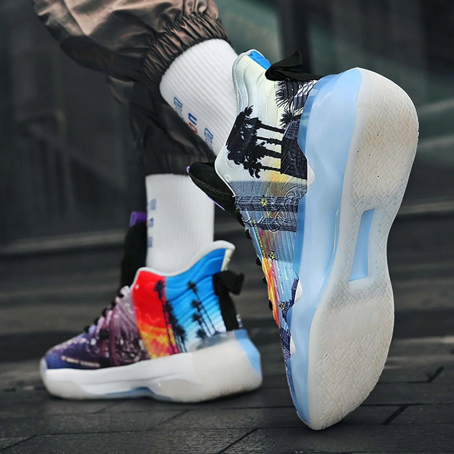 Men's Fashion Breathable Basketball Shoes Lightweight Anti-Slip Sneakers Wear-Resistant Rebound Running Shoes Personalized Casual Sports Basketball Women's Shoes
