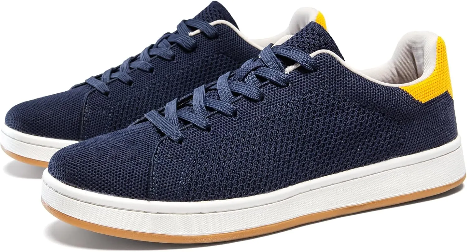 Men's Fashion Sneakers Flying Knitting Breathable Water Resistant Shoes Classic Low Top Lightweight Comfort Lace Up Sturdy Daily Casual Walking Skateboard Shoes for Male