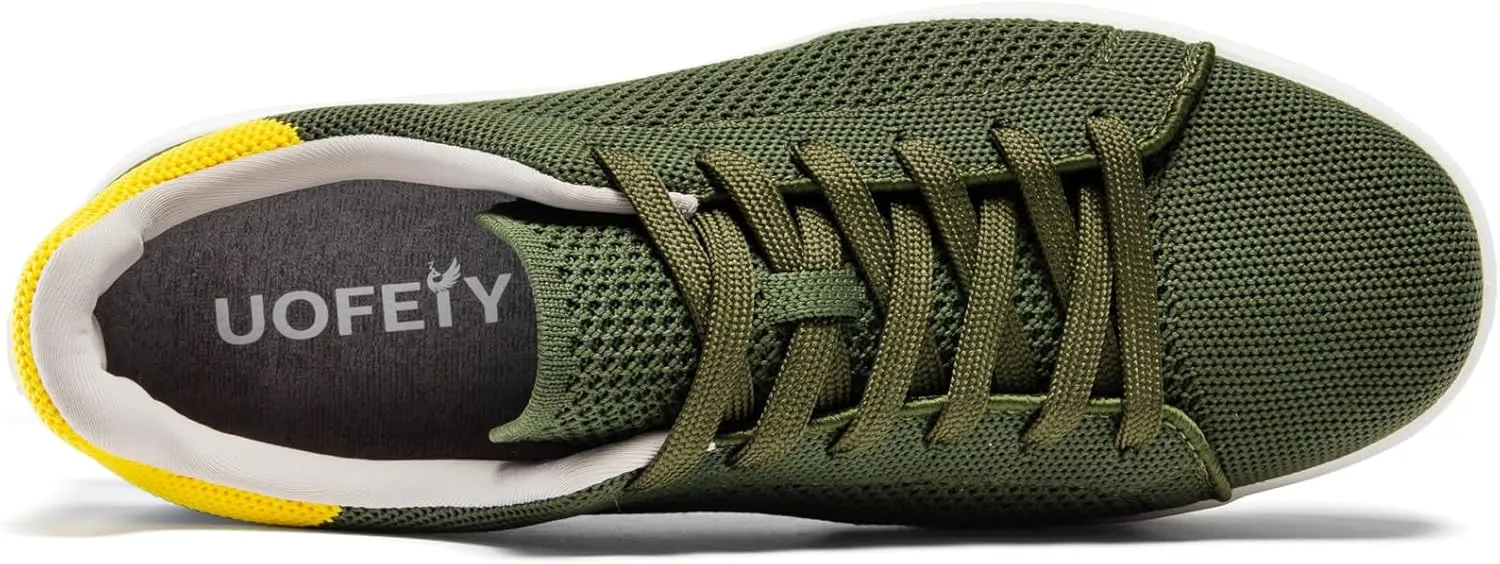Men's Fashion Sneakers Flying Knitting Breathable Water Resistant Shoes Classic Low Top Lightweight Comfort Lace Up Sturdy Daily Casual Walking Skateboard Shoes for Male