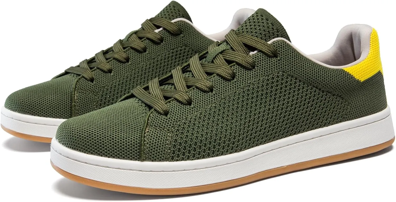 Men's Fashion Sneakers Flying Knitting Breathable Water Resistant Shoes Classic Low Top Lightweight Comfort Lace Up Sturdy Daily Casual Walking Skateboard Shoes for Male
