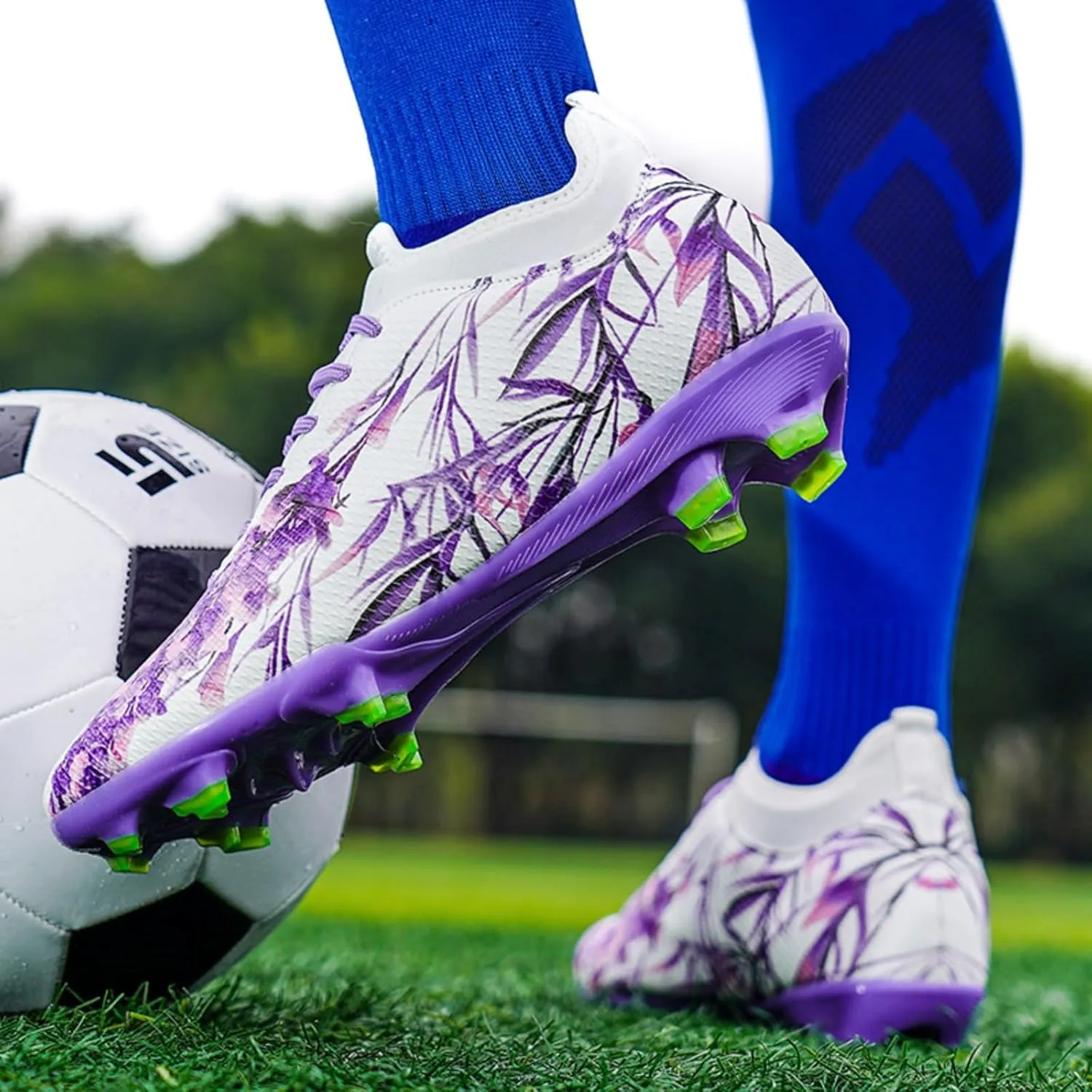 Men's High-Top Breathable Fashion Chinese Pattern Soccer Spikes Shoes Lightweight Non Slip Football Boots Outdoor Professional Training Baseball Sneakers