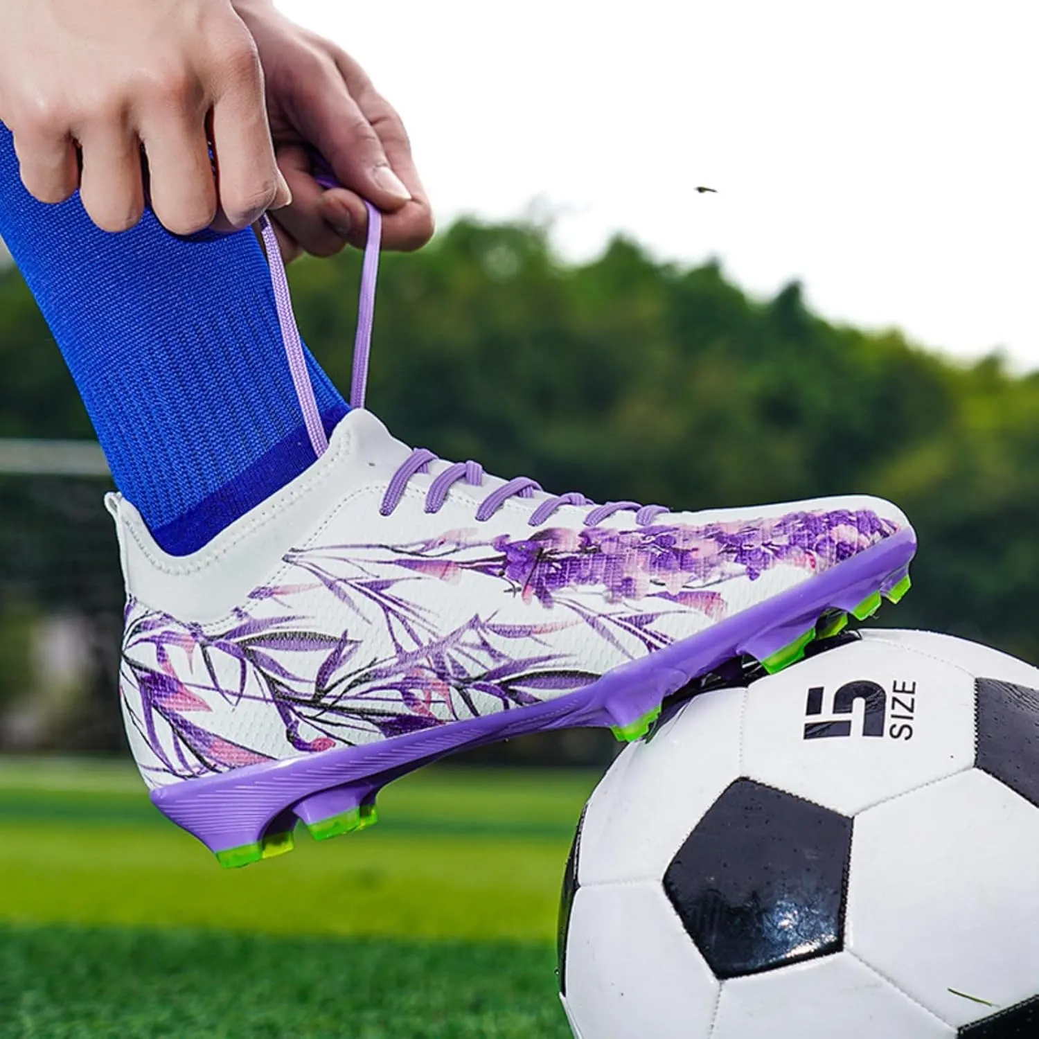 Men's High-Top Breathable Fashion Chinese Pattern Soccer Spikes Shoes Lightweight Non Slip Football Boots Outdoor Professional Training Baseball Sneakers