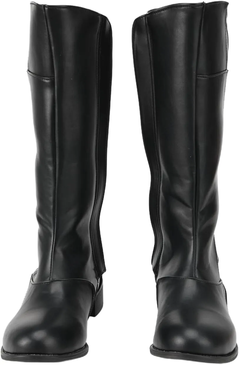 Men's Knee High Leather Suede Boots Fashion Casual Riding Pirate Captain Halloween Costume Tall Tube Shoes