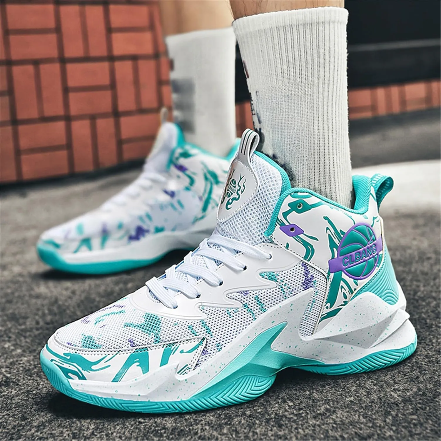 Men's Lace Up High Top Fashion Basketball Shoes with Arch Support Lightweight Non-Slip Running Tennis Sneakers Classic Chinese Trend Sports Shoes