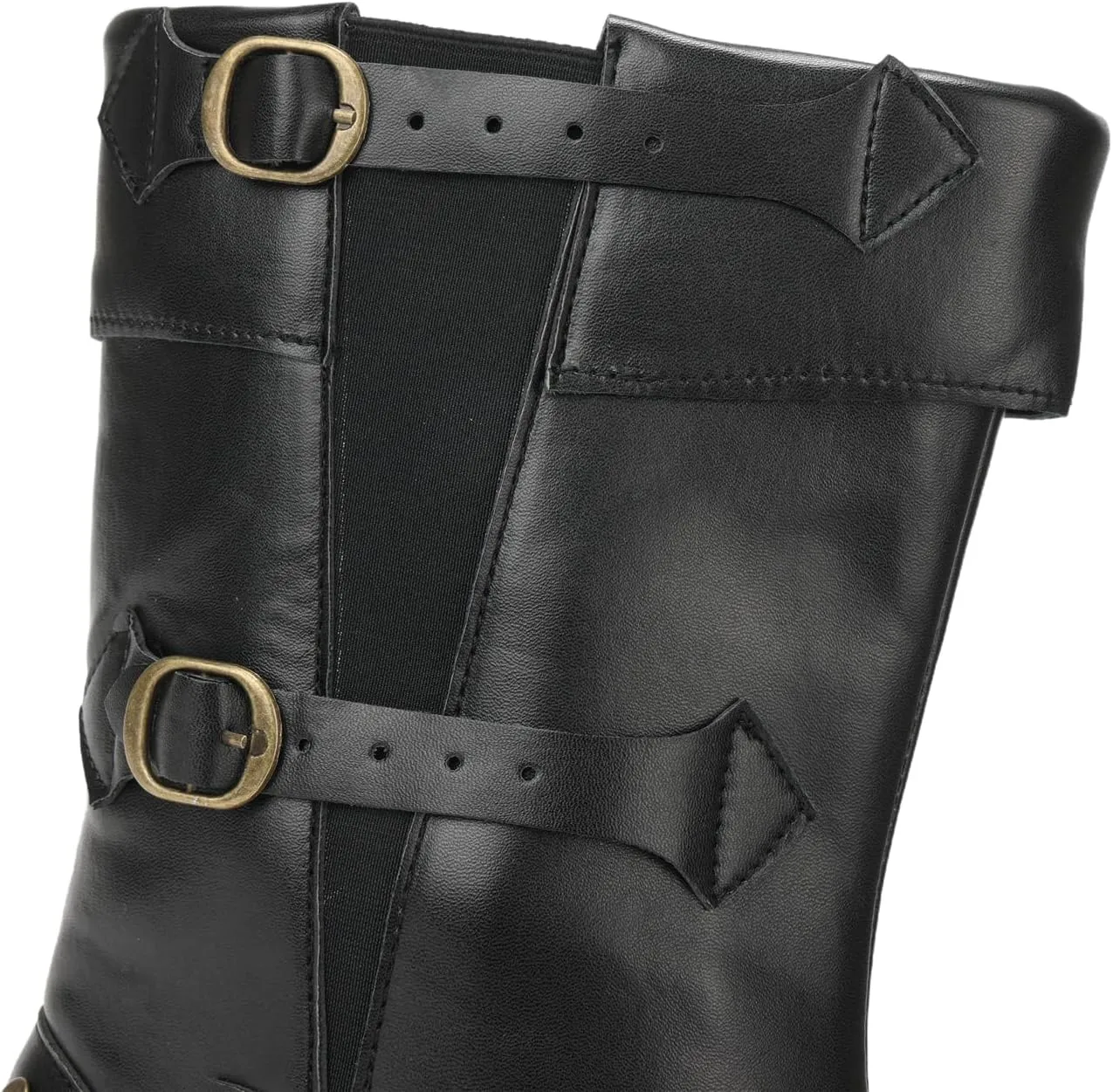 Mens Medieval Renaissance Leather Buckle Boots with Rivet Punk Pirate Viking Cowboy Riding Shoes for Halloween Cosplay