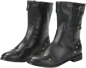 Mens Medieval Renaissance Leather Buckle Boots with Rivet Punk Pirate Viking Cowboy Riding Shoes for Halloween Cosplay