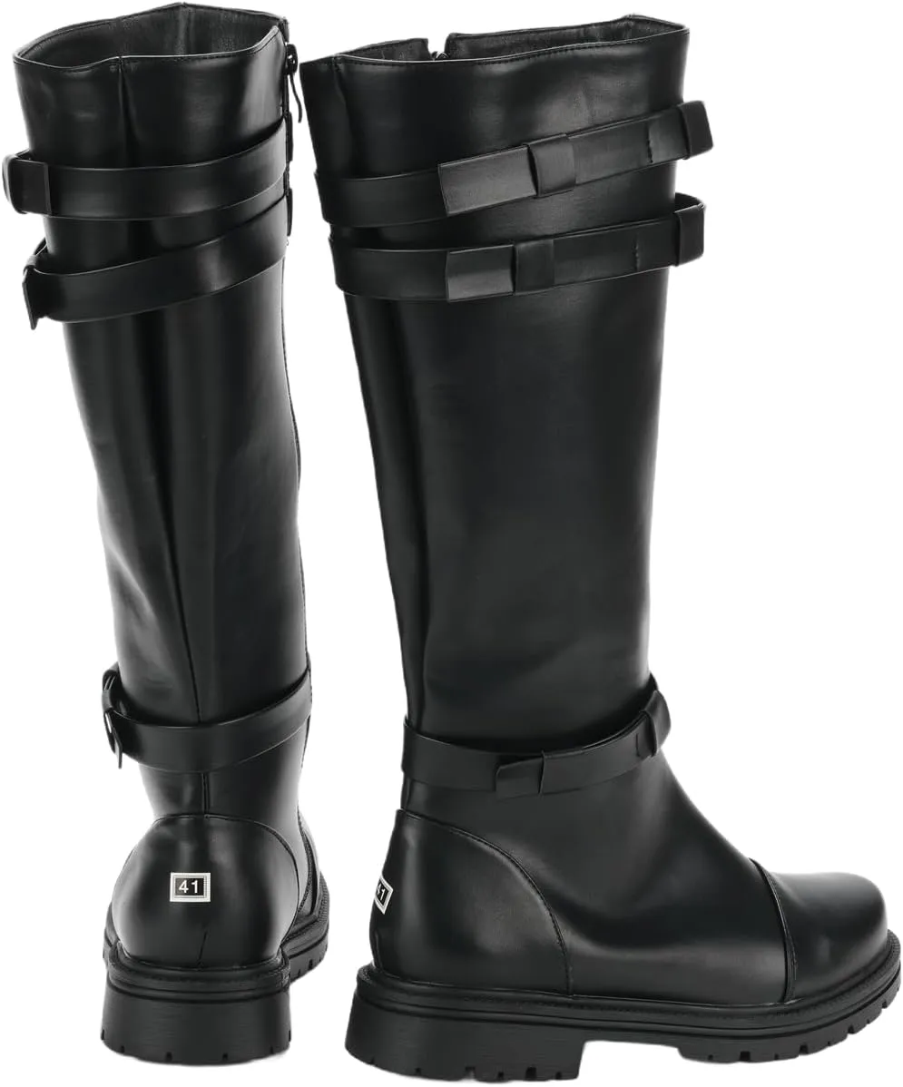 Men's Medieval Tall Boots Renaissance Retro Knee High Shoes Viking Pirate Footwear for Halloween Stage Cosplay Costume