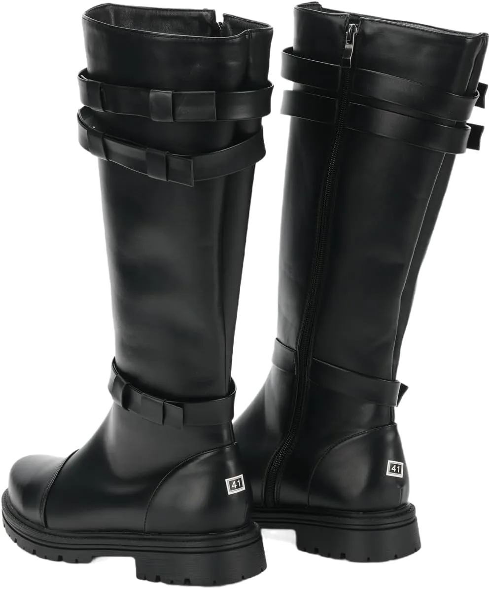Men's Medieval Tall Boots Renaissance Retro Knee High Shoes Viking Pirate Footwear for Halloween Stage Cosplay Costume
