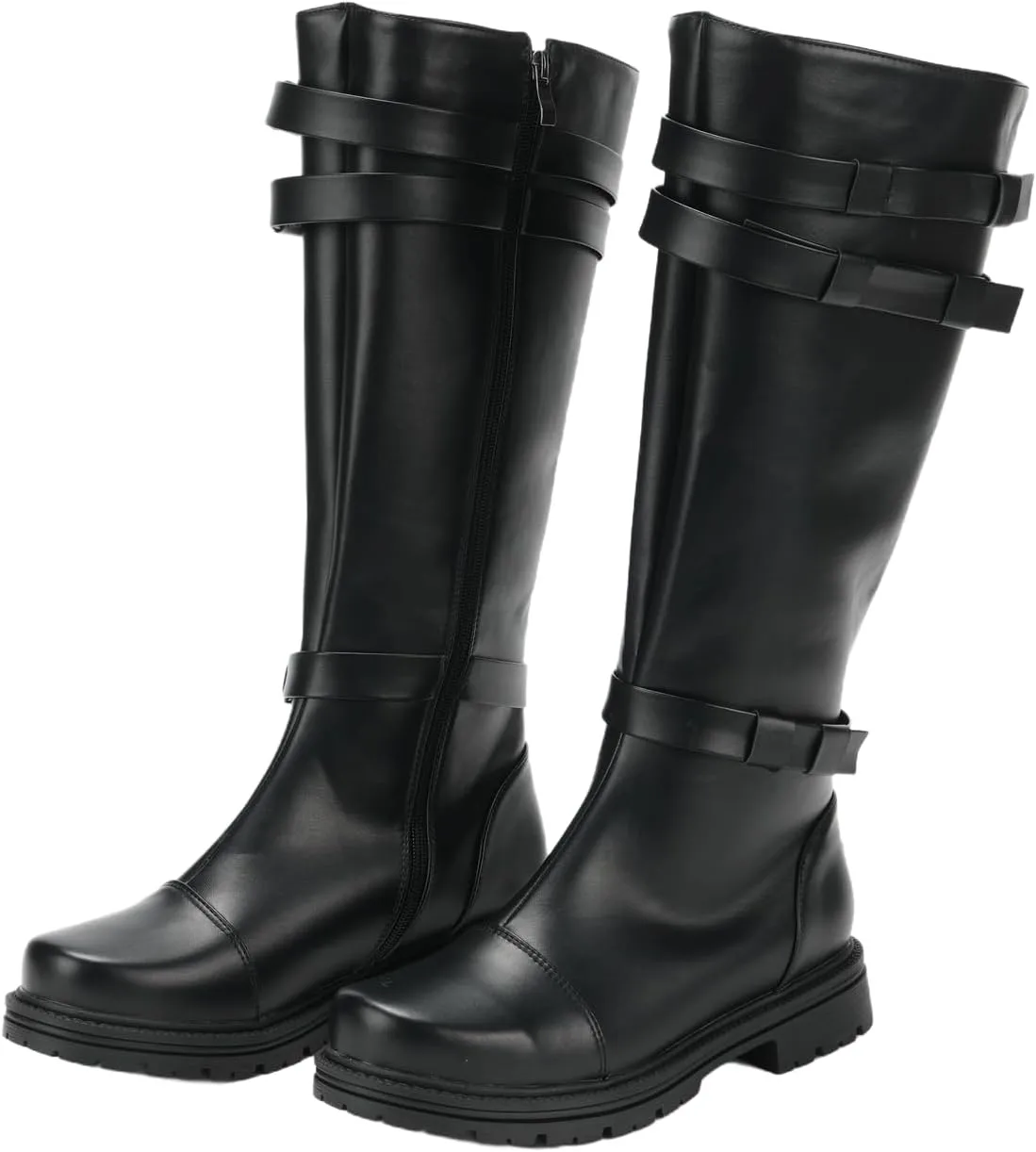 Men's Medieval Tall Boots Renaissance Retro Knee High Shoes Viking Pirate Footwear for Halloween Stage Cosplay Costume