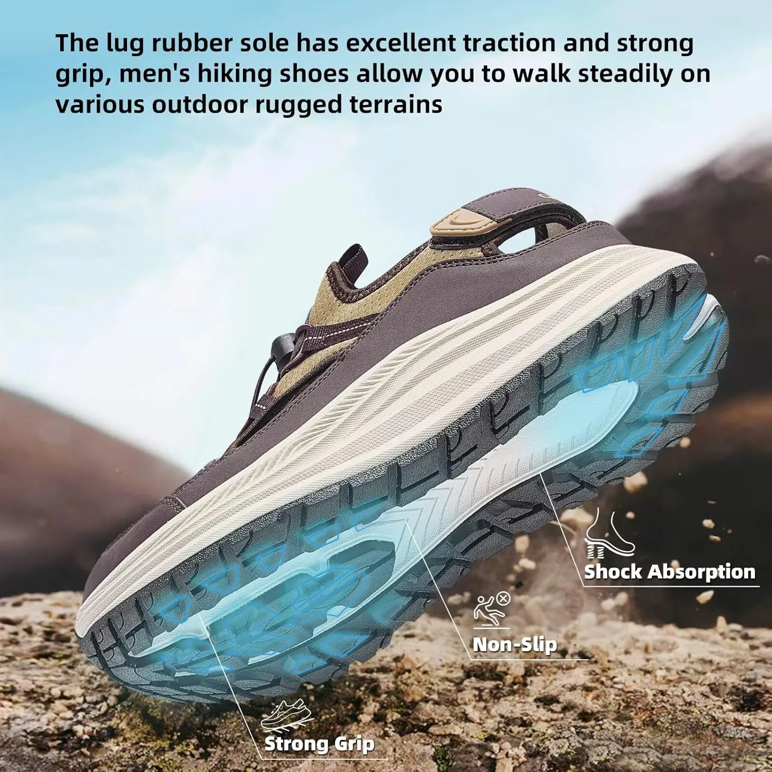Men's Orthopedic Close Toes Hiking Sandals: Plantar Fasciitis Arch Support Adjustable Hook Loop Strap Athletic Sport Shoes, Comfortable Casual Camping Waterproof Summer Walking Sandals