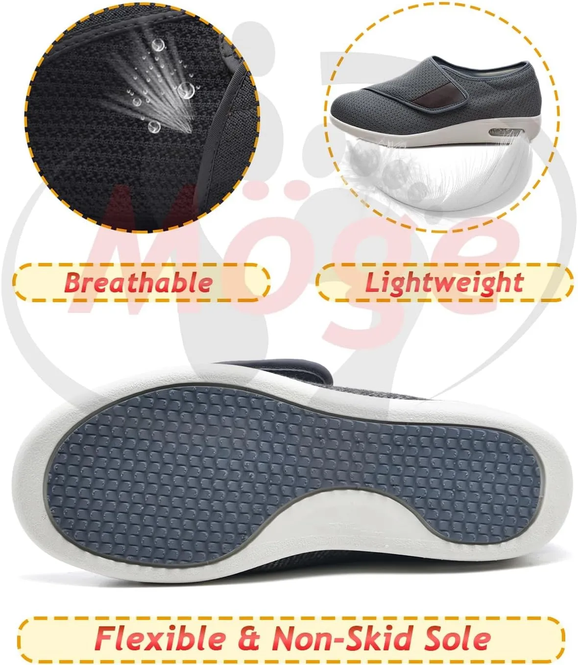 Men's Orthopedic Walking Shoes Mesh Breathable Knit for Plantar Fasciitis Relief Comfortable Arch Support Casual Fashion Sneakers Cushioned Slip On for Foot and Heel Pain