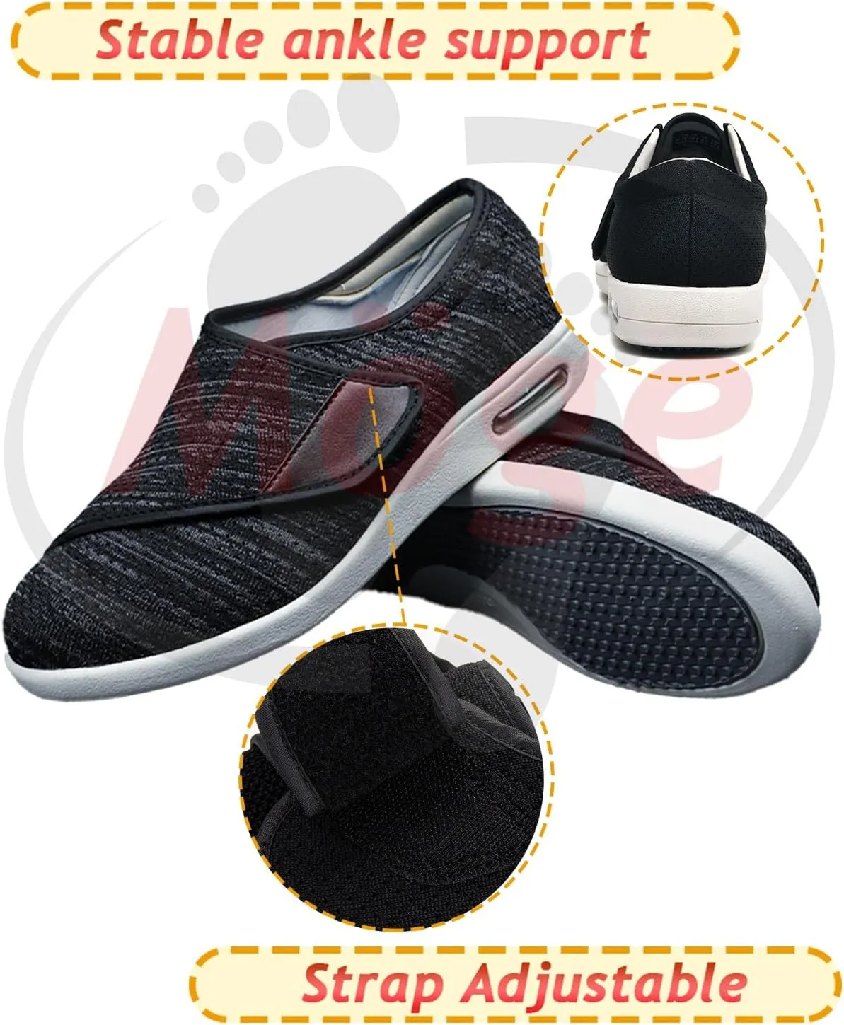 Men's Orthopedic Walking Shoes Mesh Breathable Knit for Plantar Fasciitis Relief Comfortable Arch Support Casual Fashion Sneakers Cushioned Slip On for Foot and Heel Pain