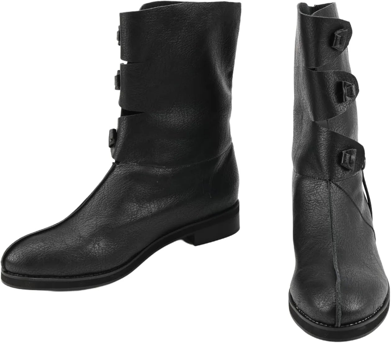 Mens Renaissance Medieval Faux Leather Boots Lace Up Gothic Vintage Pirate Viking Tied Shoes for Halloween Stage Cosplay