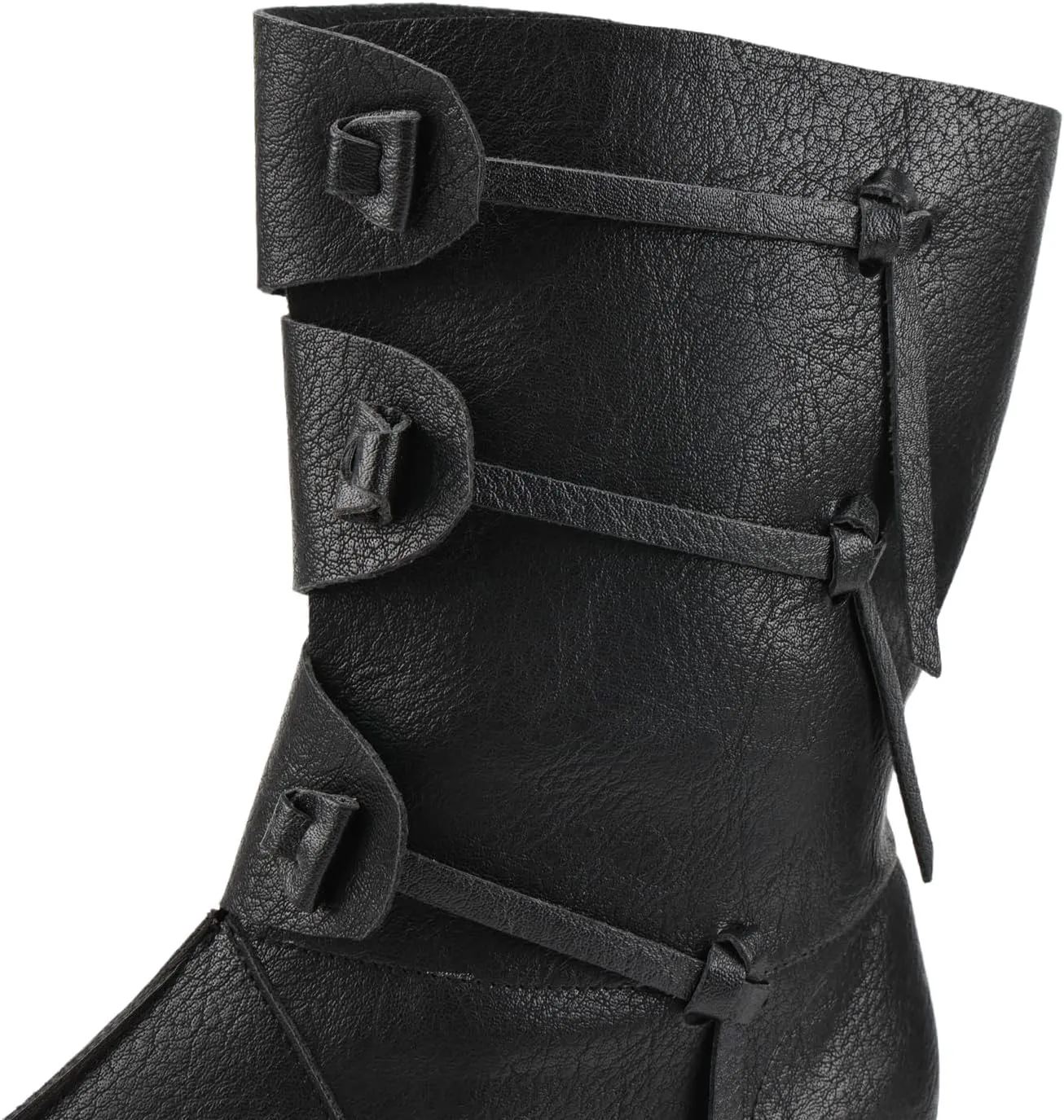 Mens Renaissance Medieval Faux Leather Boots Lace Up Gothic Vintage Pirate Viking Tied Shoes for Halloween Stage Cosplay