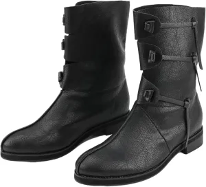 Mens Renaissance Medieval Faux Leather Boots Lace Up Gothic Vintage Pirate Viking Tied Shoes for Halloween Stage Cosplay