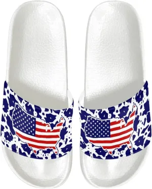 Men's Slide Sandals Lightweight Non Slip Athletic Sandals Open Toe Slip-on Summer Slippers Spa Flip Flops White Sole Size 5-14