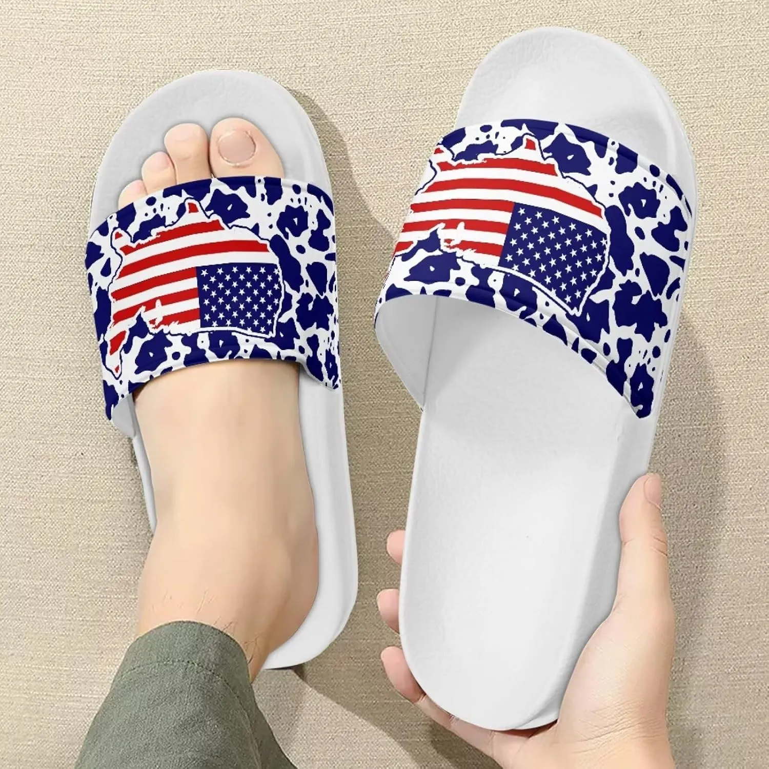 Men's Slide Sandals Lightweight Non Slip Athletic Sandals Open Toe Slip-on Summer Slippers Spa Flip Flops White Sole Size 5-14