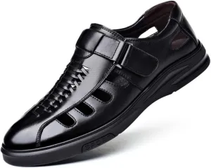 Men's Summer Working Business Dress Sandals Huaraches para Hombres Fisherman Synthetic Leather Walking Office Breathable Oxfords