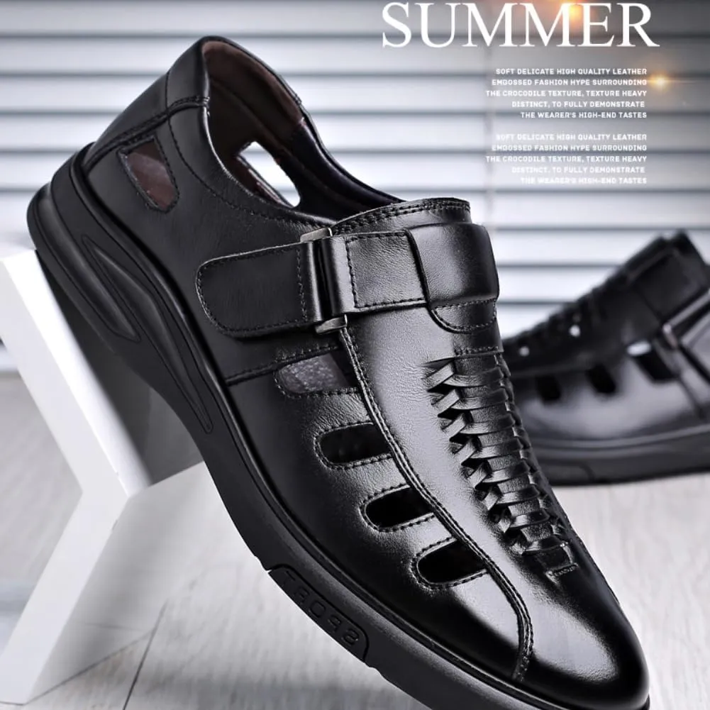 Men's Summer Working Business Dress Sandals Huaraches para Hombres Fisherman Synthetic Leather Walking Office Breathable Oxfords