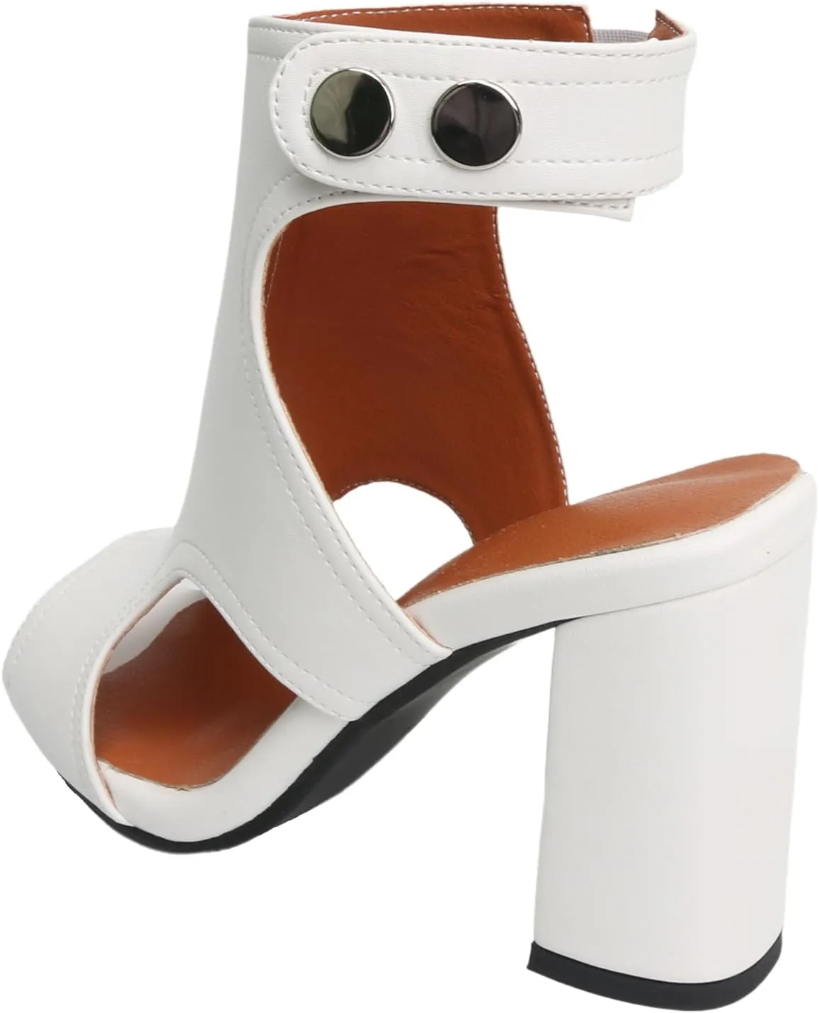 MEOTINA Open Toe Booties for Women Dressy Sandals Peep Toe Boots Block Heels Summer Gladiator Shoes