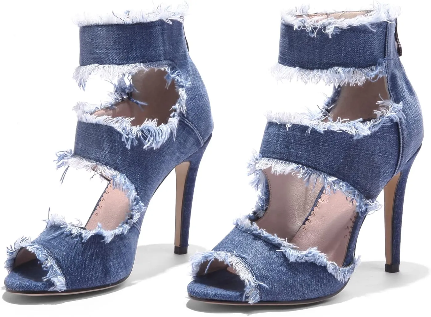 MEOTINA Open Toe Booties for Women Dressy Sandals Peep Toe Boots Block Heels Summer Gladiator Shoes