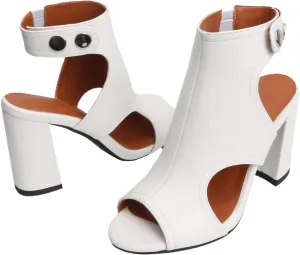 MEOTINA Open Toe Booties for Women Dressy Sandals Peep Toe Boots Block Heels Summer Gladiator Shoes