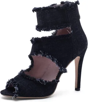 MEOTINA Open Toe Booties for Women Dressy Sandals Peep Toe Boots Block Heels Summer Gladiator Shoes